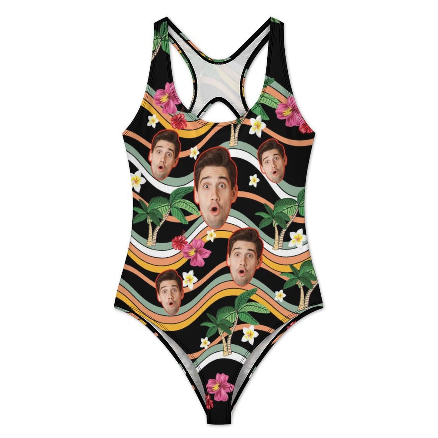 Custom Faces Summer Wave Women's One-Piece Swimsuit-WEPRINTME-4