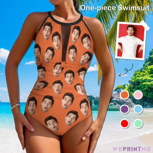 Custom Faces Women's Hollow One-Piece Swimsuit-WEPRINTME-1