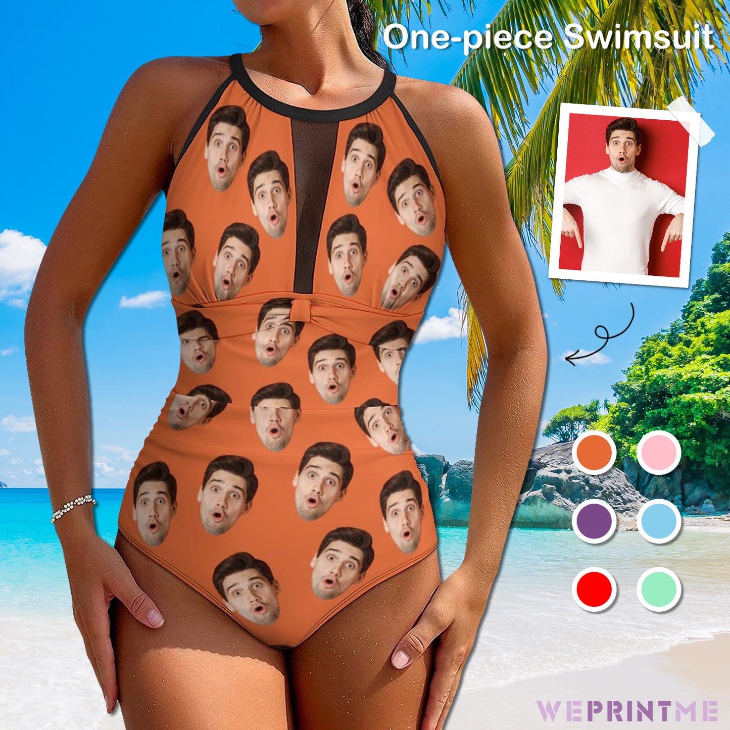 Custom Faces Women's Hollow One-Piece Swimsuit-WEPRINTME-1