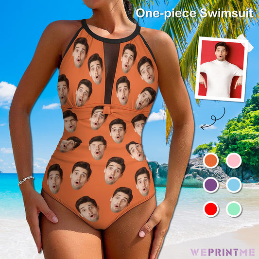 Custom Faces Women's Hollow One-Piece Swimsuit-WEPRINTME-1