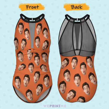 Custom Faces Women's Hollow One-Piece Swimsuit-WEPRINTME-3