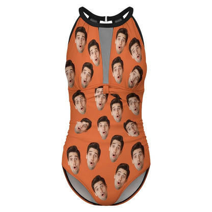 Custom Faces Women's Hollow One-Piece Swimsuit-WEPRINTME-4