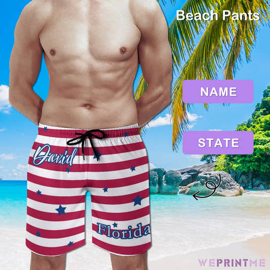Custom Name&State Flag Men's Shorts Shorts-WEPRINTME-1