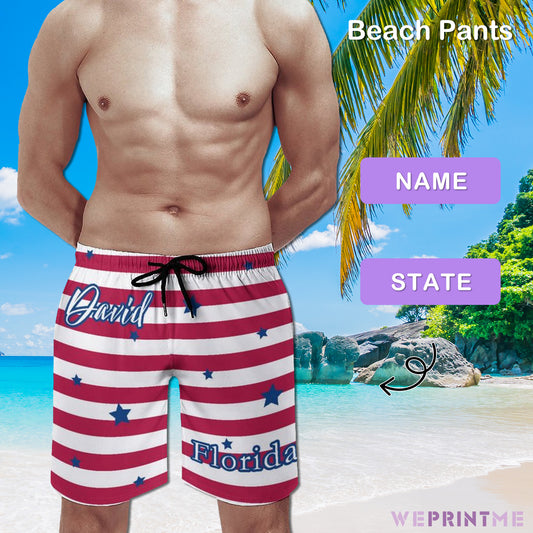 Custom Name&State Flag Men's Shorts Shorts-WEPRINTME-1