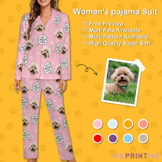 Custom Pet Face Best Ever Parents Pajamas-WEPRINTME-