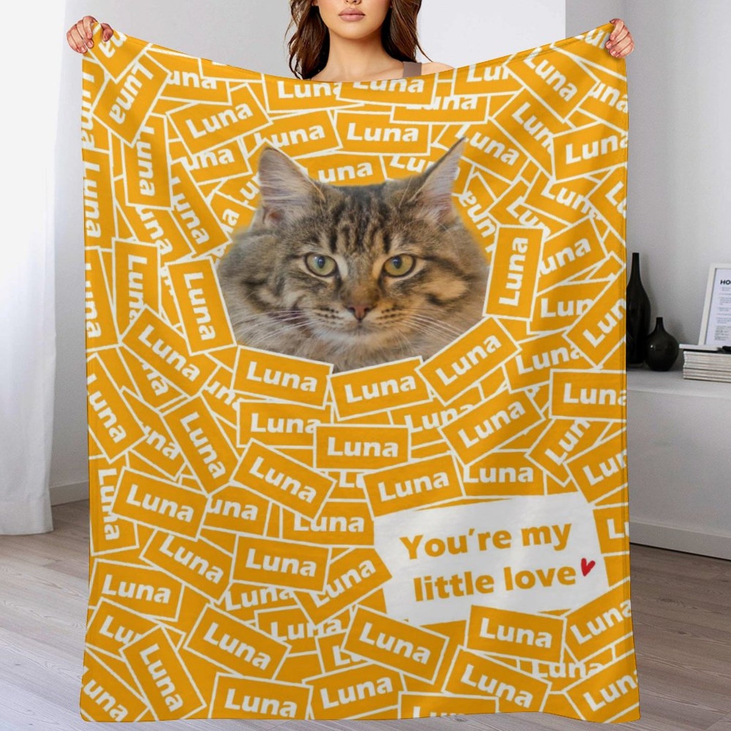 Custom Pet Face Blanket Name Title Blanket-WEPRINTME-2