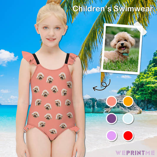 Custom Pet Face Children's Ruffled One-Piece Swimsuit-WEPRINTME-1