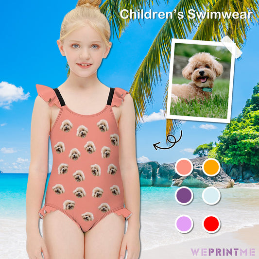 Custom Pet Face Children's Ruffled One-Piece Swimsuit-WEPRINTME-1