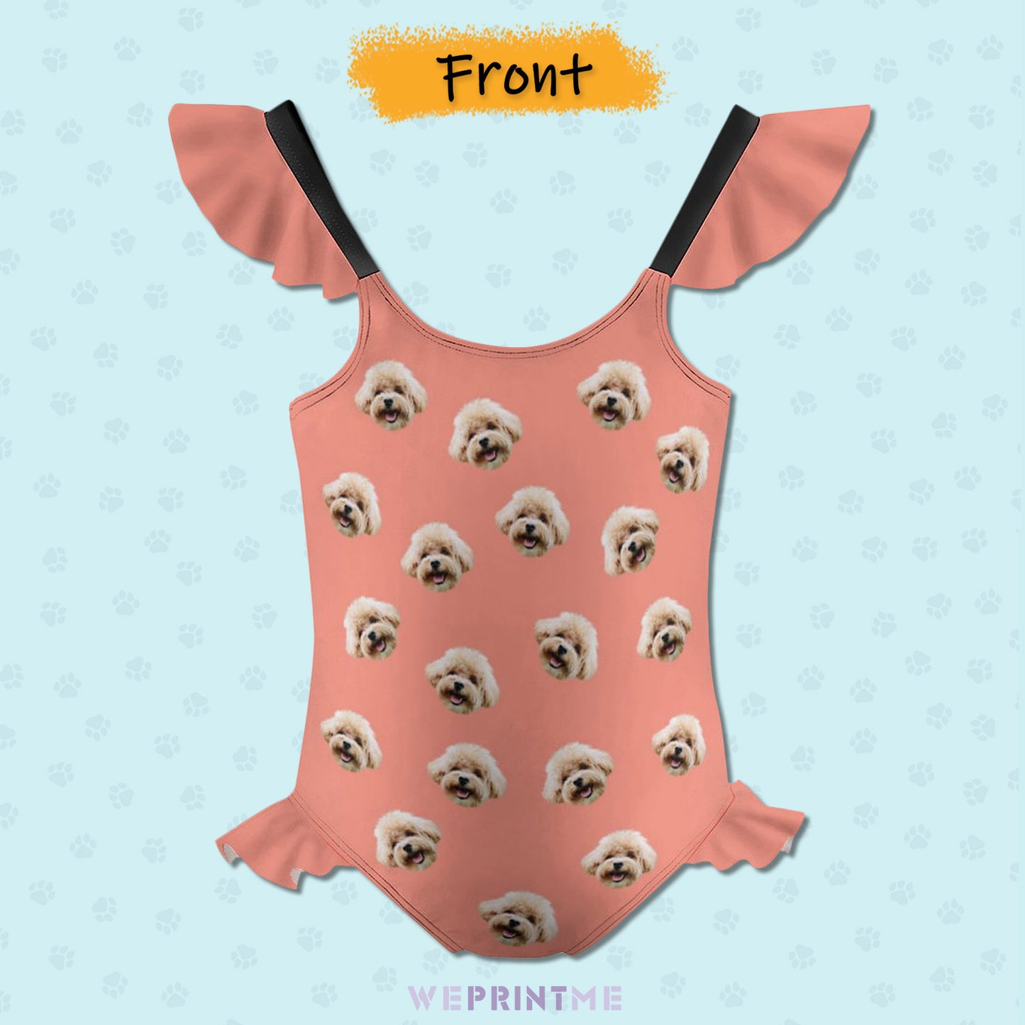Custom Pet Face Children's Ruffled One-Piece Swimsuit-WEPRINTME-2