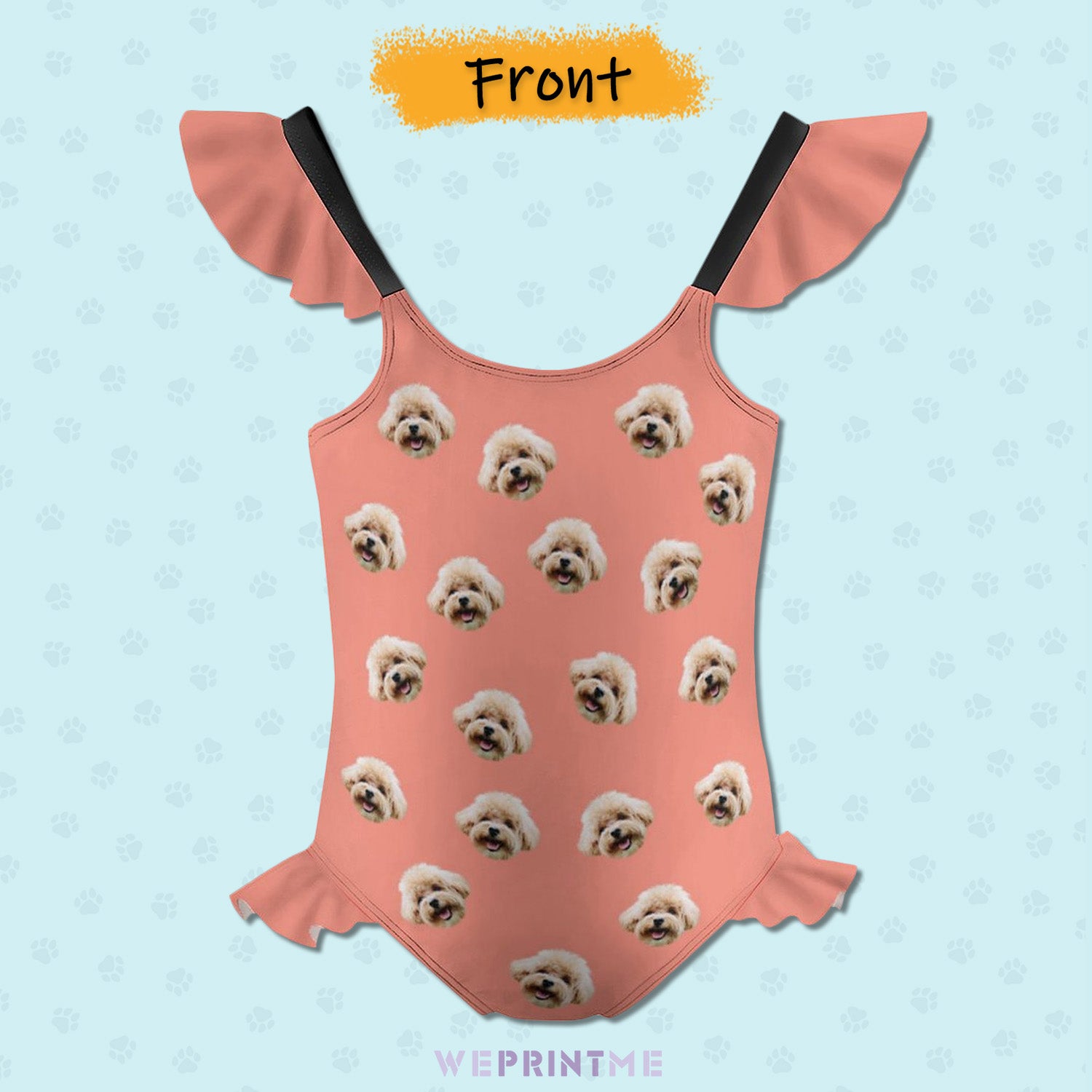 Custom Pet Face Children's Ruffled One-Piece Swimsuit-WEPRINTME-2