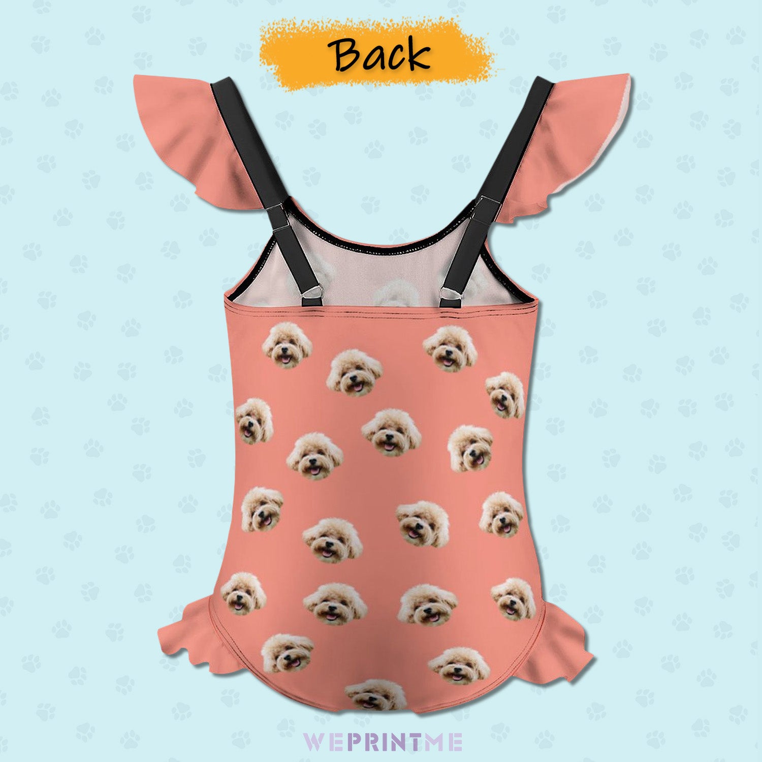 Custom Pet Face Children's Ruffled One-Piece Swimsuit-WEPRINTME-3