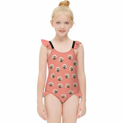 Custom Pet Face Children's Ruffled One-Piece Swimsuit-WEPRINTME-4