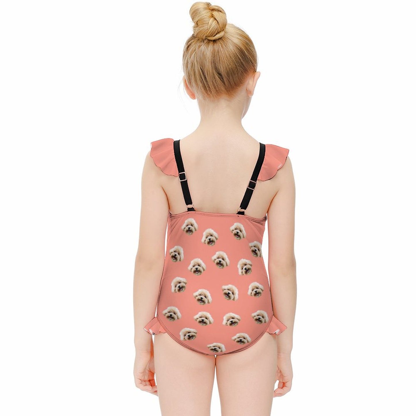 Custom Pet Face Children's Ruffled One-Piece Swimsuit-WEPRINTME-5