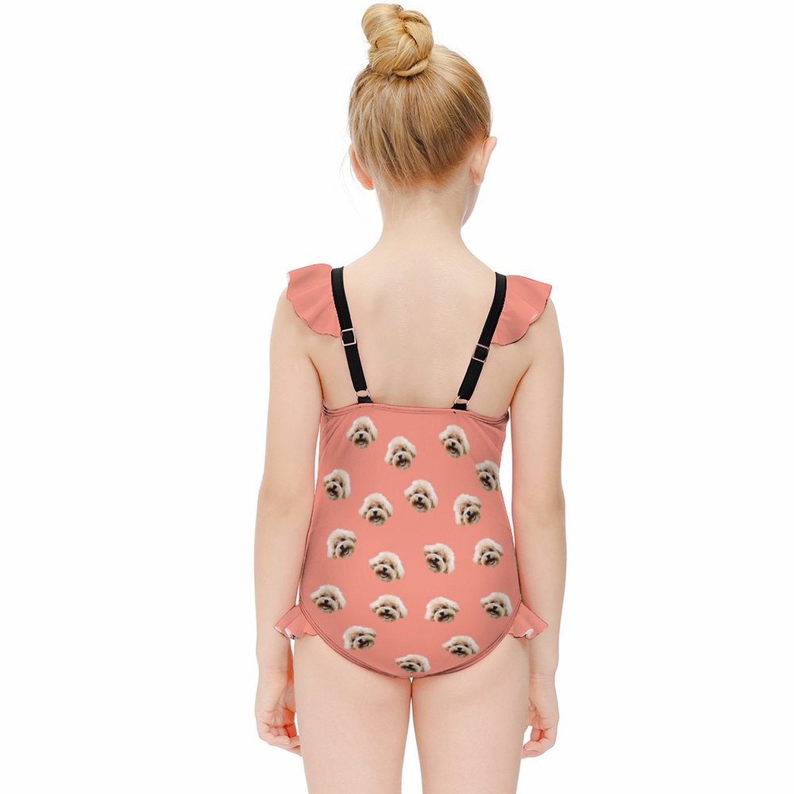 Custom Pet Face Children's Ruffled One-Piece Swimsuit-WEPRINTME-5