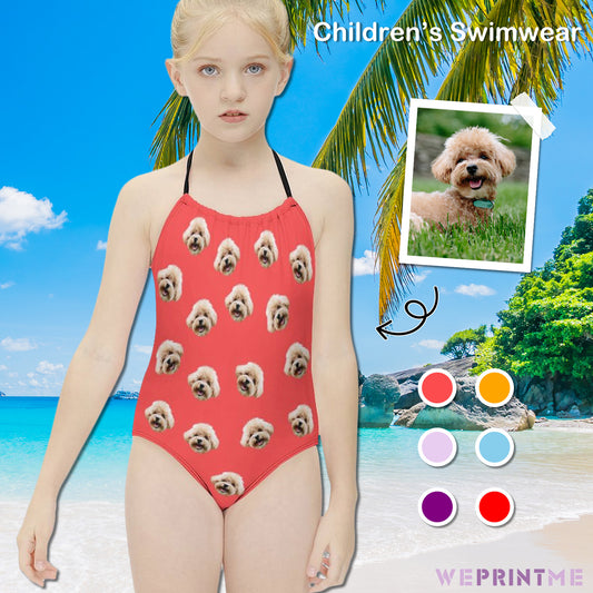 Custom Pet Face Childrens One-Piece Swimsuit-WEPRINTME-1
