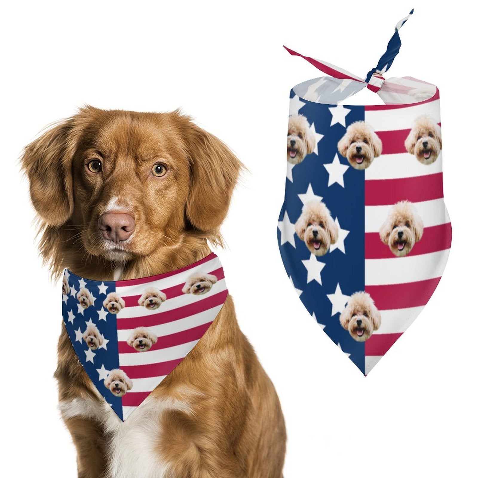 Custom Pet Face Flag Girls Swimwear Matching Pet Bandana-WEPRINTME-8