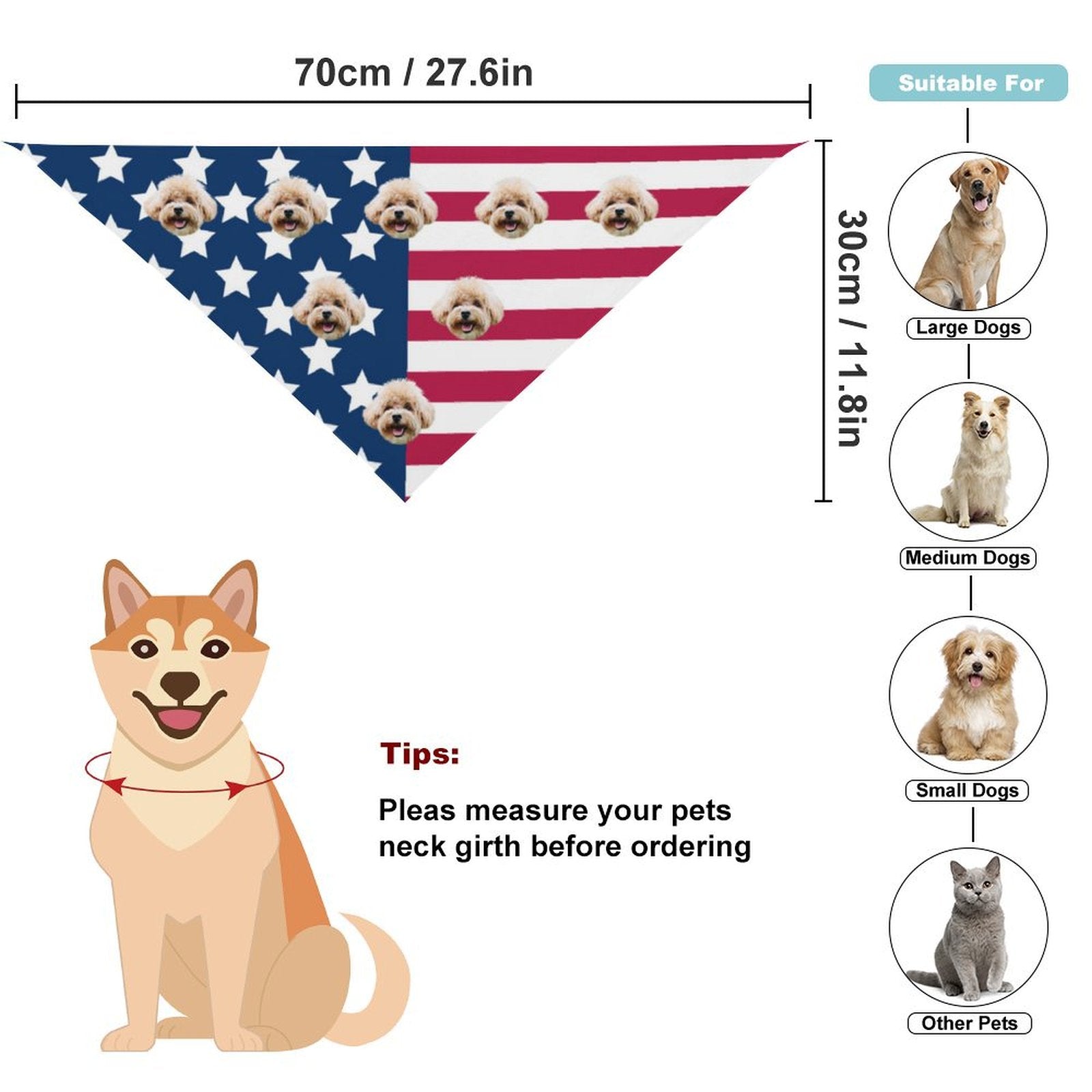Custom Pet Face Flag Girls Swimwear Matching Pet Bandana-WEPRINTME-9