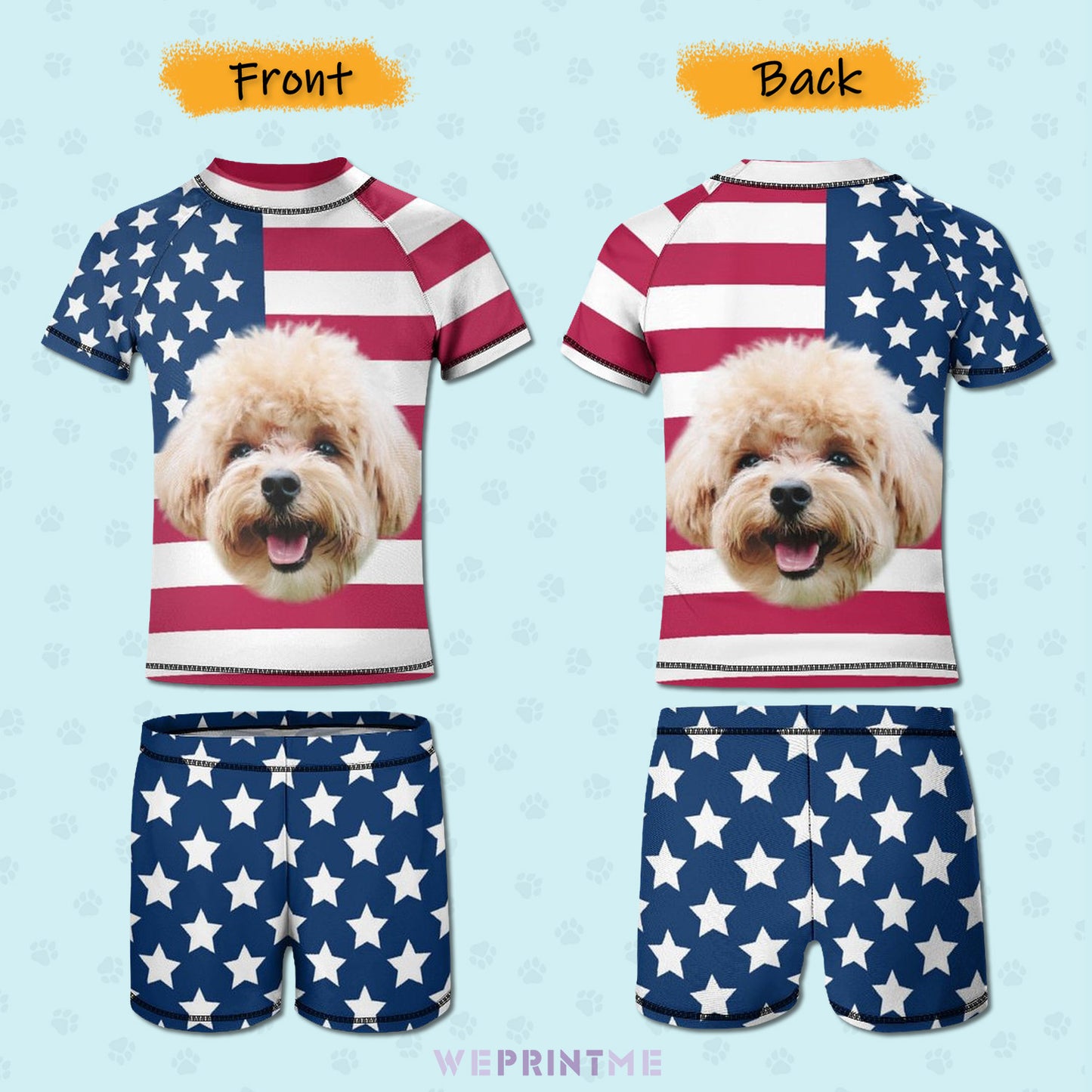 Custom Pet Face Flag Kids Swimwear-WEPRINTME-11