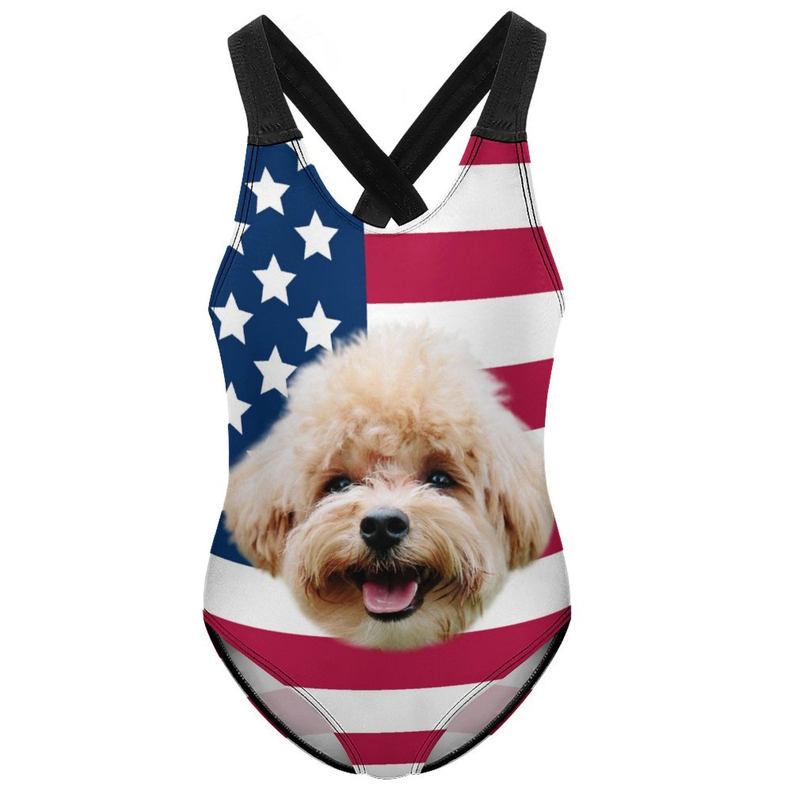Custom Pet Face Flag Kids Swimwear-WEPRINTME-6