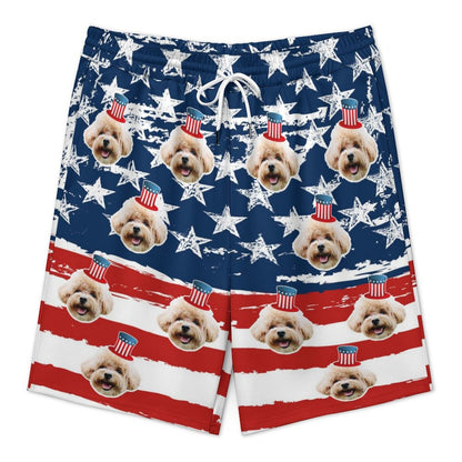 Custom Pet Face Flag Men's Short Sweatpants-WEPRINTME-5