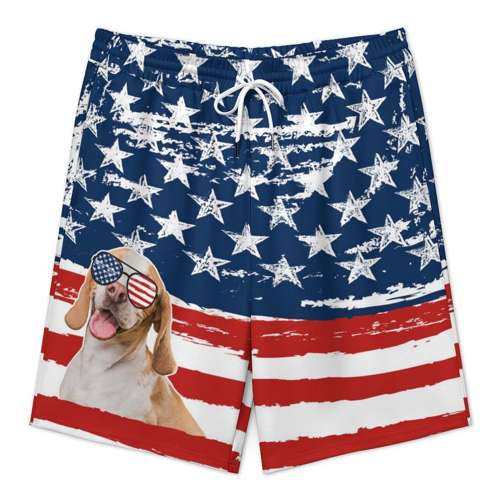 Custom Pet Face Flag Men's Short Sweatpants-WEPRINTME-8