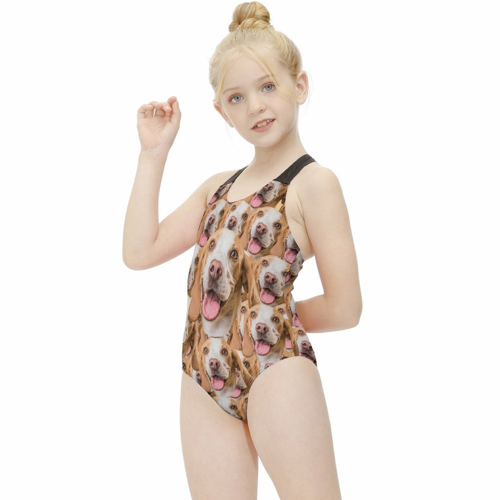 Custom Pet Face Funny Pet Face Kids Swimwear-WEPRINTME-4