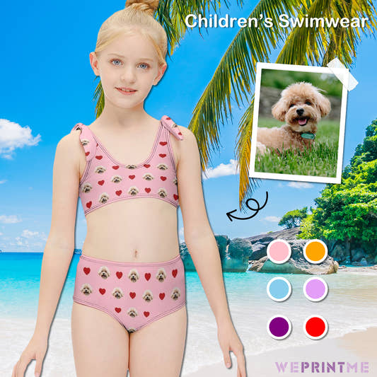 Custom Pet Face Girls Strappy Swimsuit-WEPRINTME-1