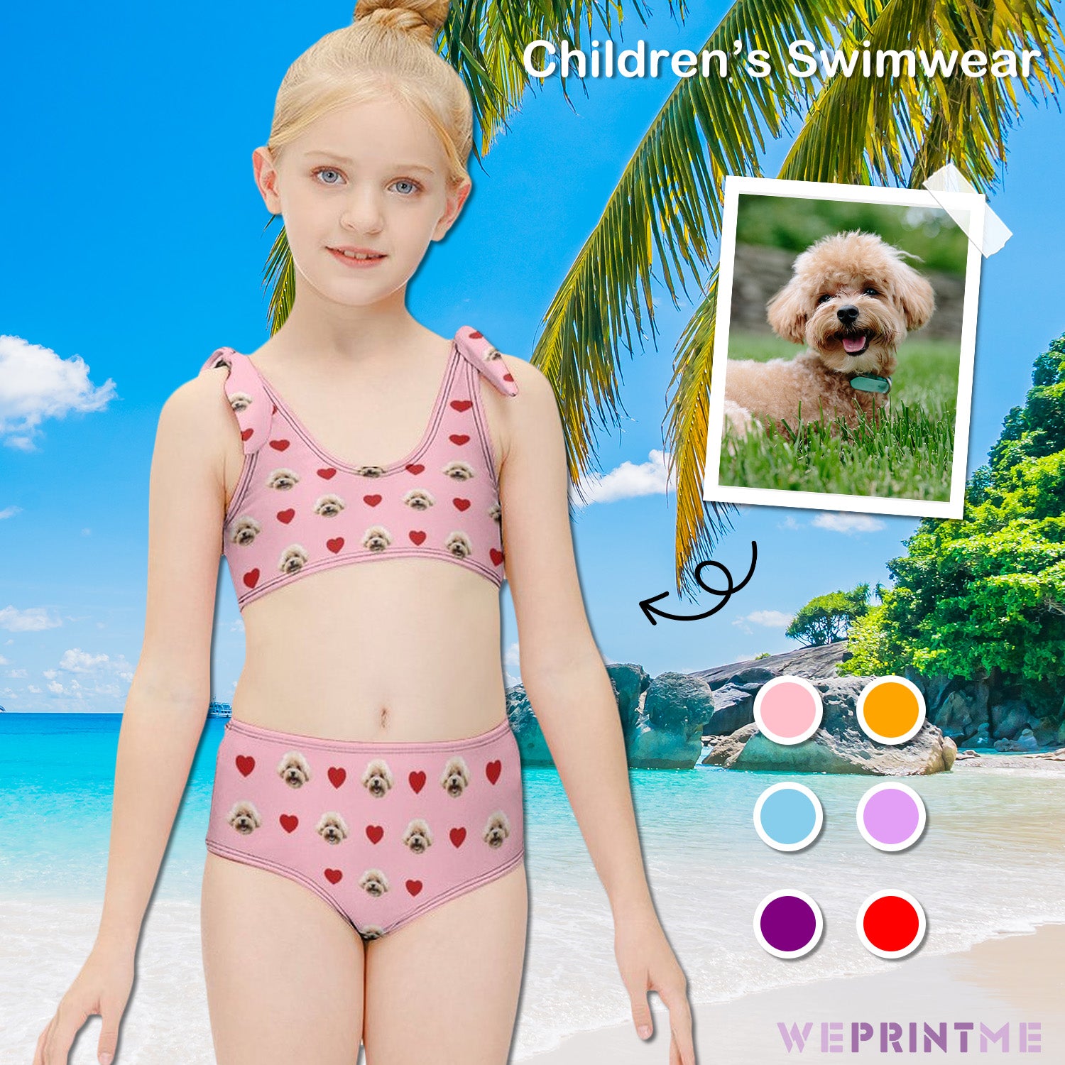 Custom Pet Face Girls Strappy Swimsuit-WEPRINTME-1