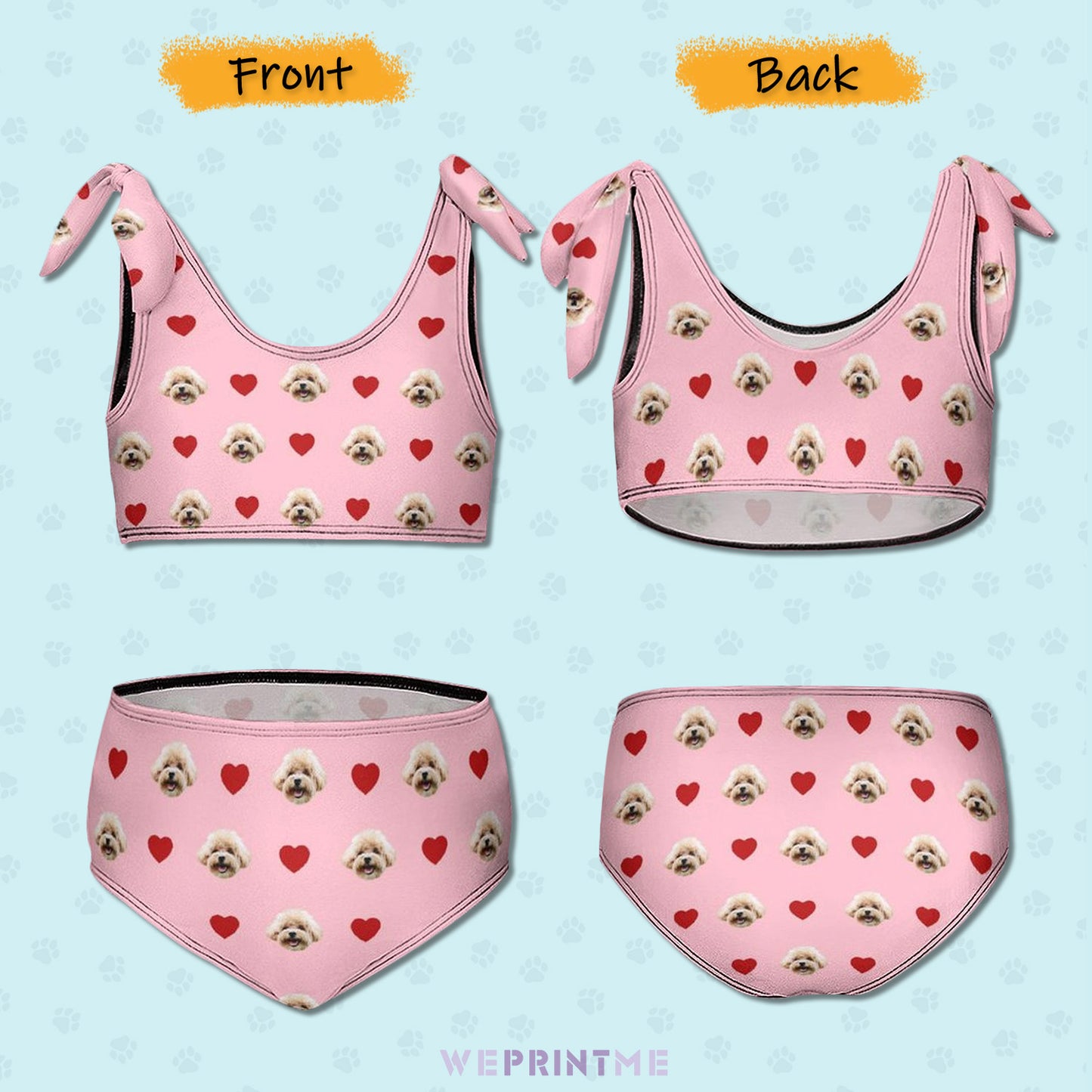 Custom Pet Face Girls Strappy Swimsuit-WEPRINTME-2