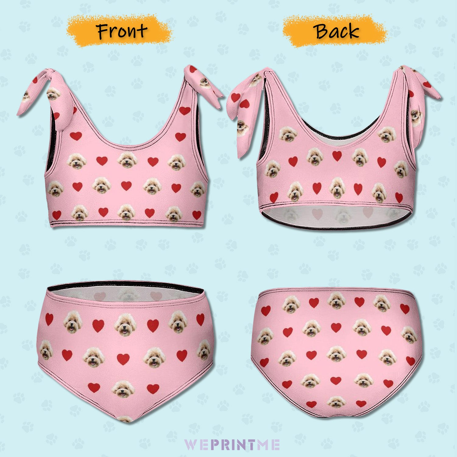 Custom Pet Face Girls Strappy Swimsuit-WEPRINTME-2