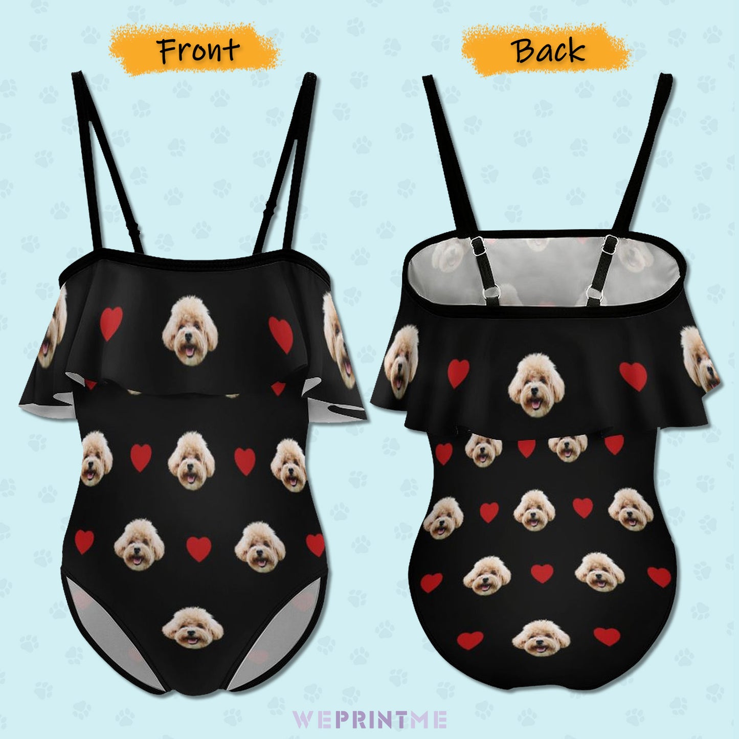 Custom Pet Face Girls Swimwear Matching Pet Bandana-WEPRINTME-2
