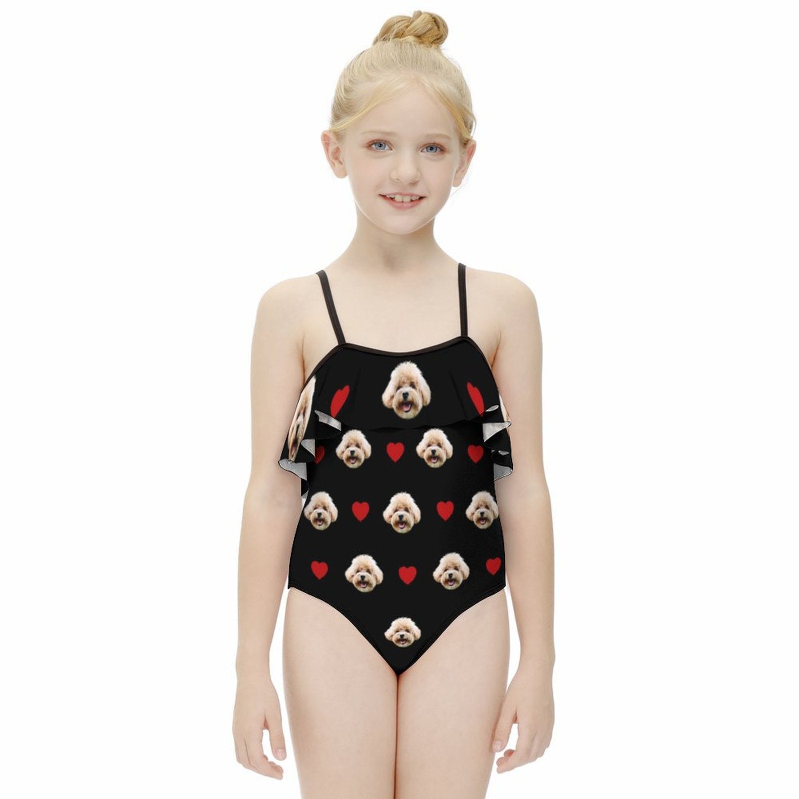 Custom Pet Face Girls Swimwear Matching Pet Bandana-WEPRINTME-3