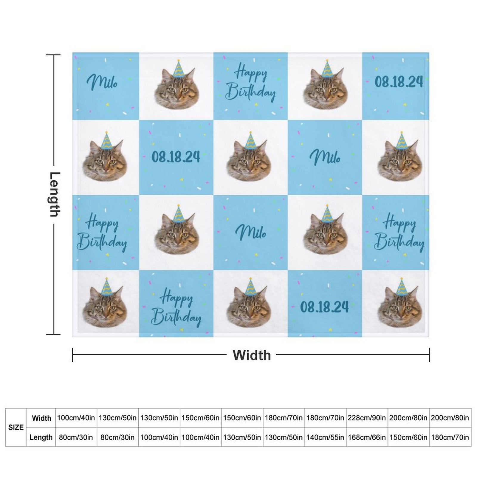 Custom Pet Face Grid Birthday Fleece Blanket-WEPRINTME-5