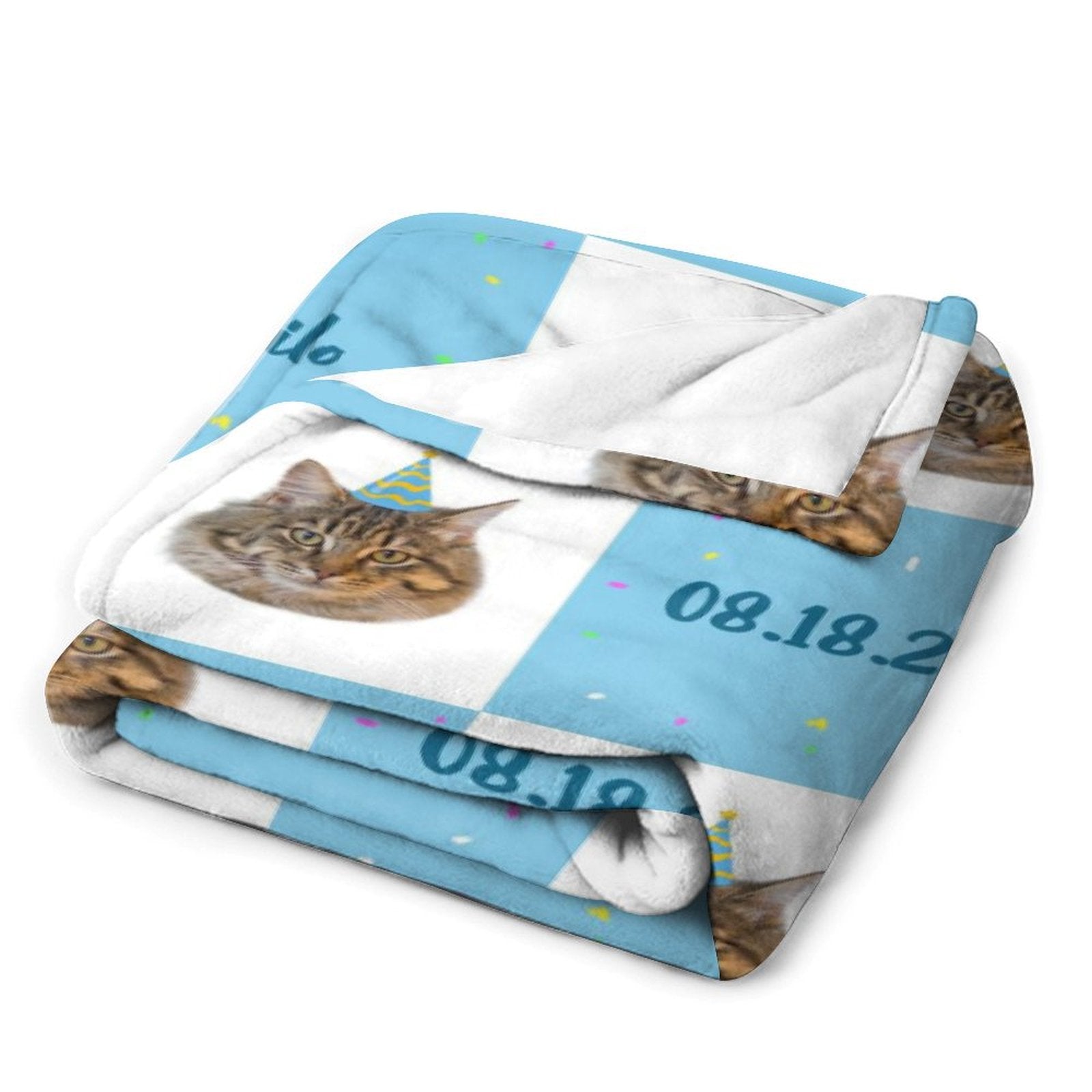 Custom Pet Face Grid Birthday Fleece Blanket-WEPRINTME-6