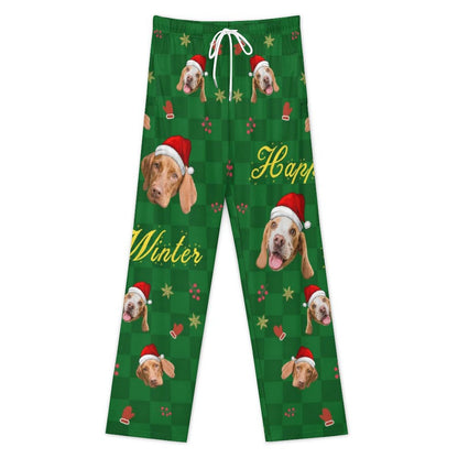Custom Pet Face Happy Winter Christmas Pajama Pants - WEPRINTME