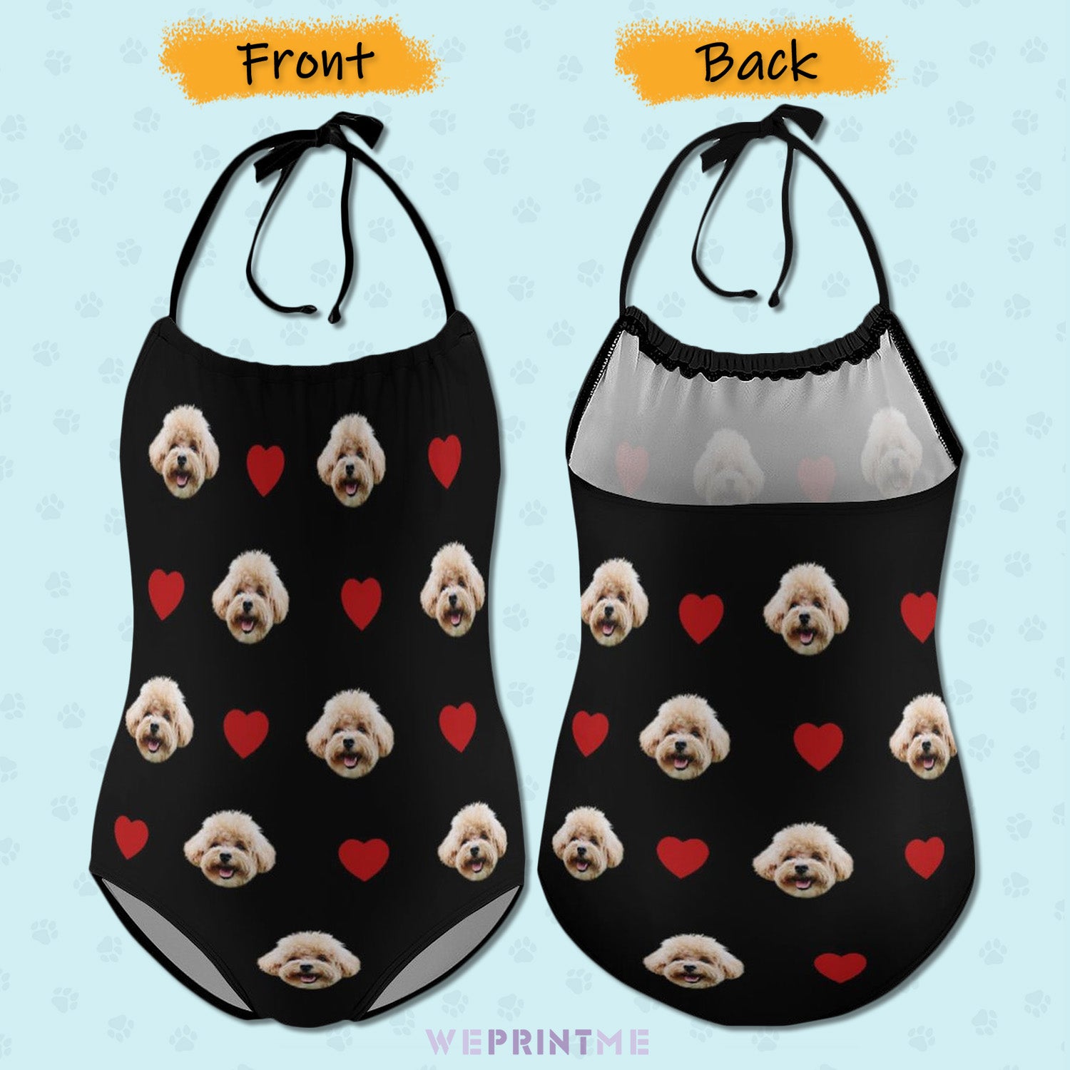 Custom Pet Face Heart Childrens One-Piece Swimsuit-WEPRINTME-2