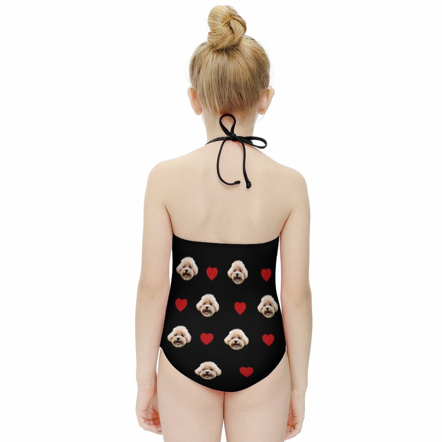 Custom Pet Face Heart Childrens One-Piece Swimsuit-WEPRINTME-4