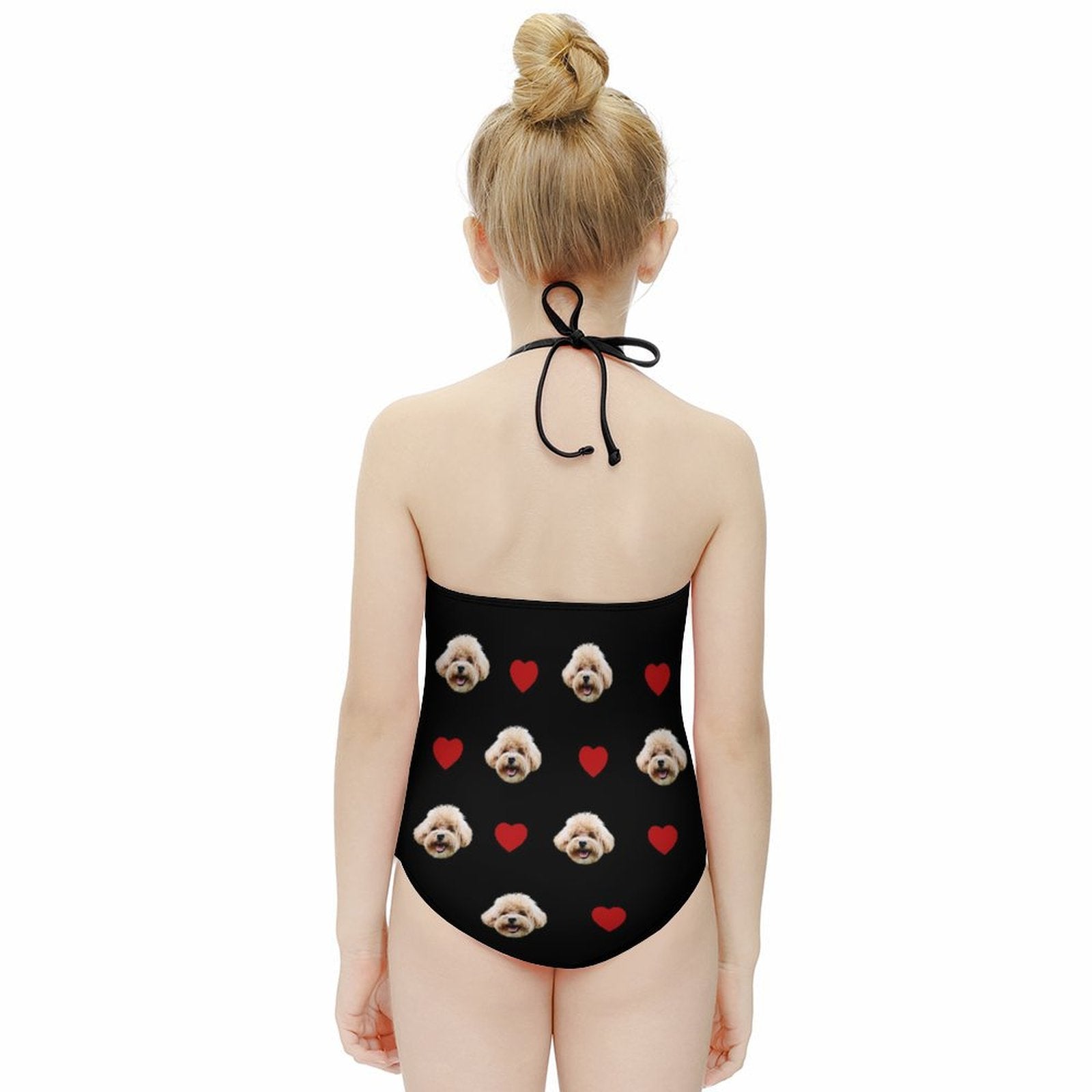 Custom Pet Face Heart Childrens One-Piece Swimsuit-WEPRINTME-4