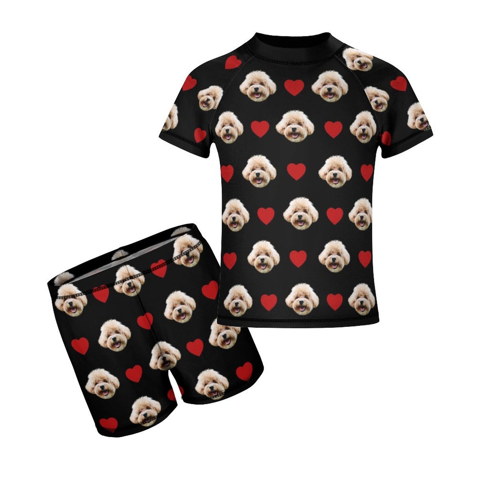 Custom Pet Face Heart Kids Swimwear-WEPRINTME-10