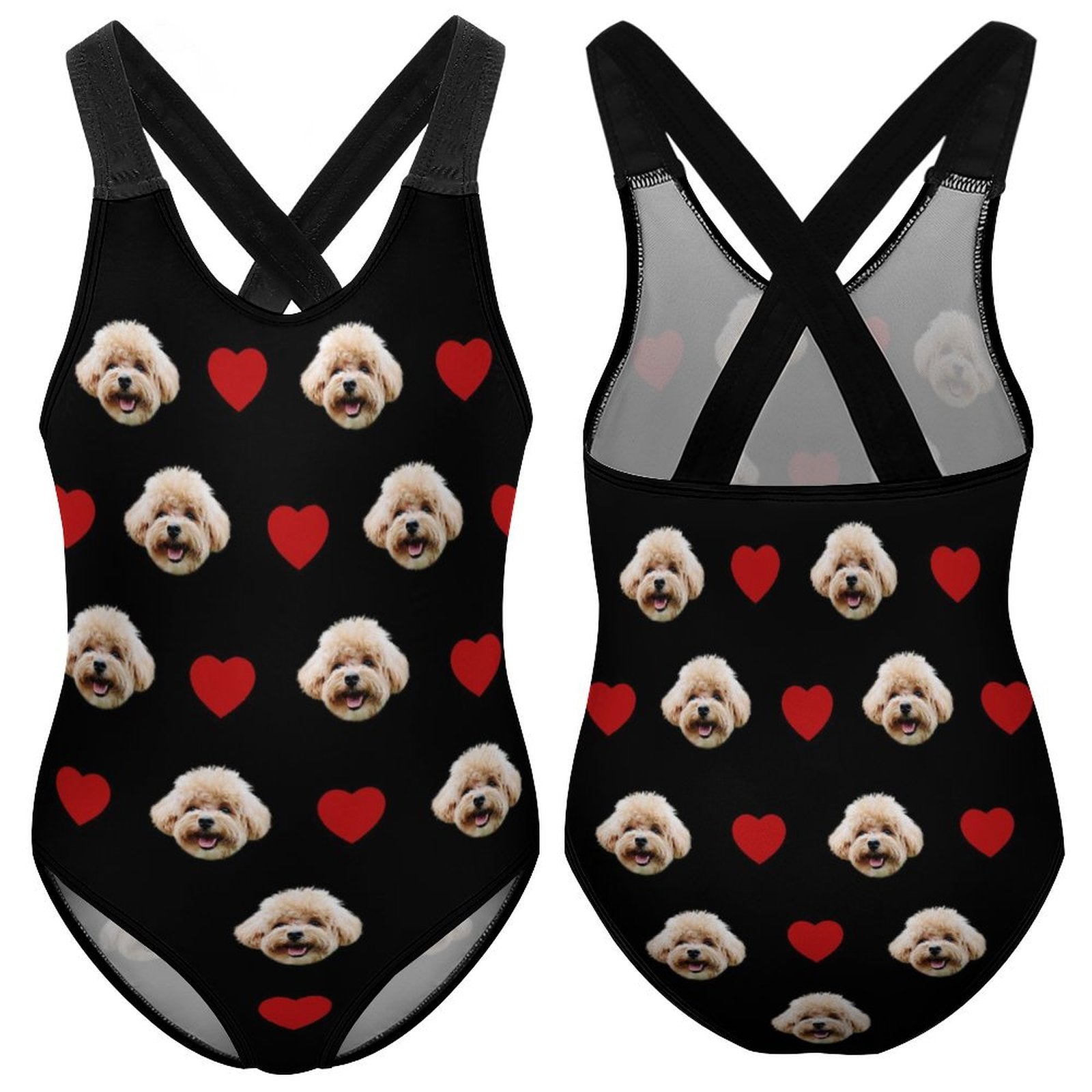 Custom Pet Face Heart Kids Swimwear-WEPRINTME-7