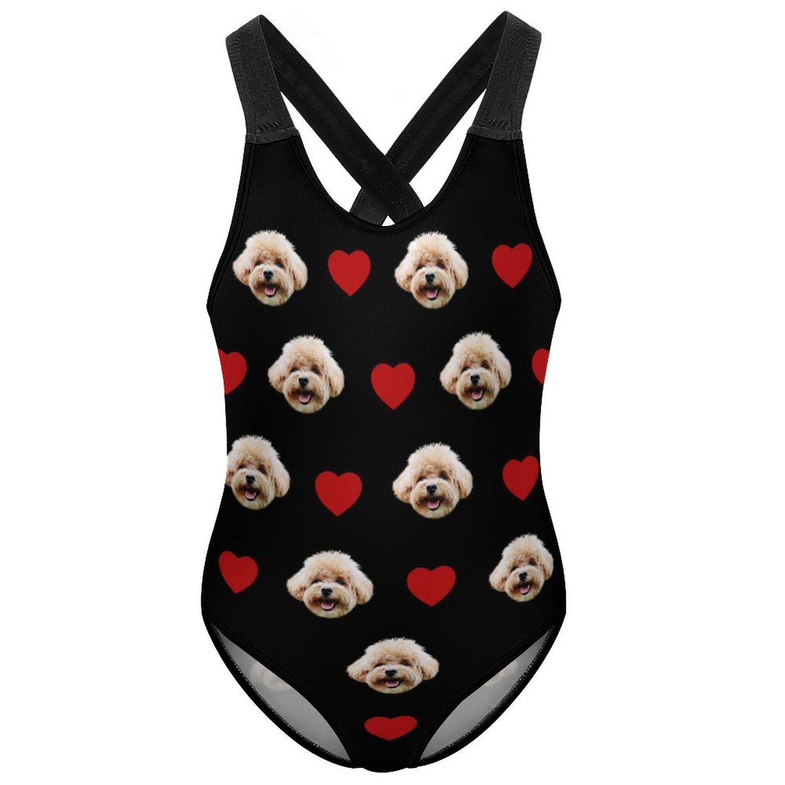 Custom Pet Face Heart Kids Swimwear-WEPRINTME-8