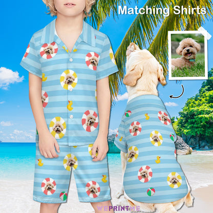 Custom Pet Face Kids Pool Short Set Matching Pet Shirts-WEPRINTME-1