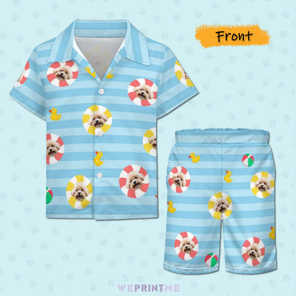 Custom Pet Face Kids Pool Short Set Matching Pet Shirts-WEPRINTME-3