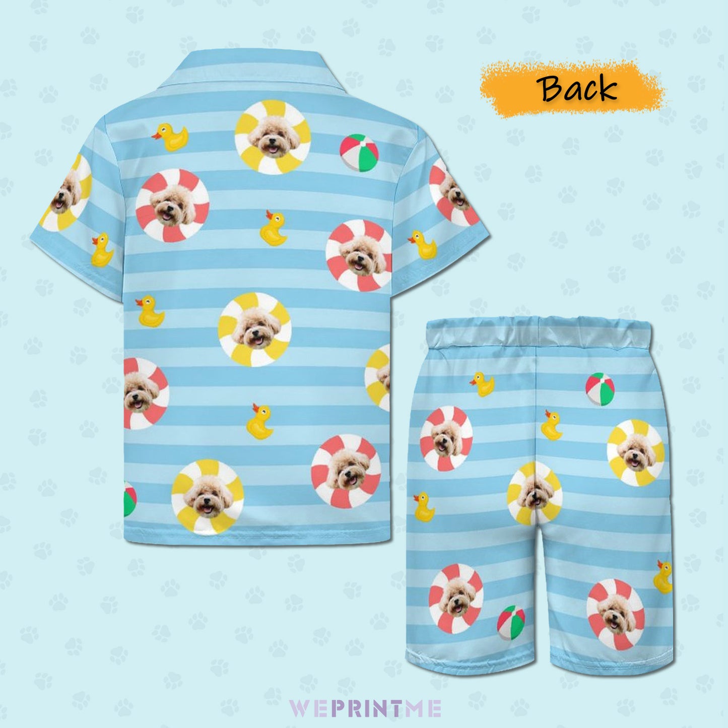 Custom Pet Face Kids Pool Short Set Matching Pet Shirts-WEPRINTME-4