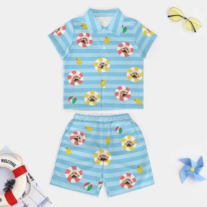 Custom Pet Face Kids Pool Short Set Matching Pet Shirts-WEPRINTME-5