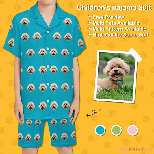 Custom Pet Face Kids Short Pajama Set-WEPRINTME-1