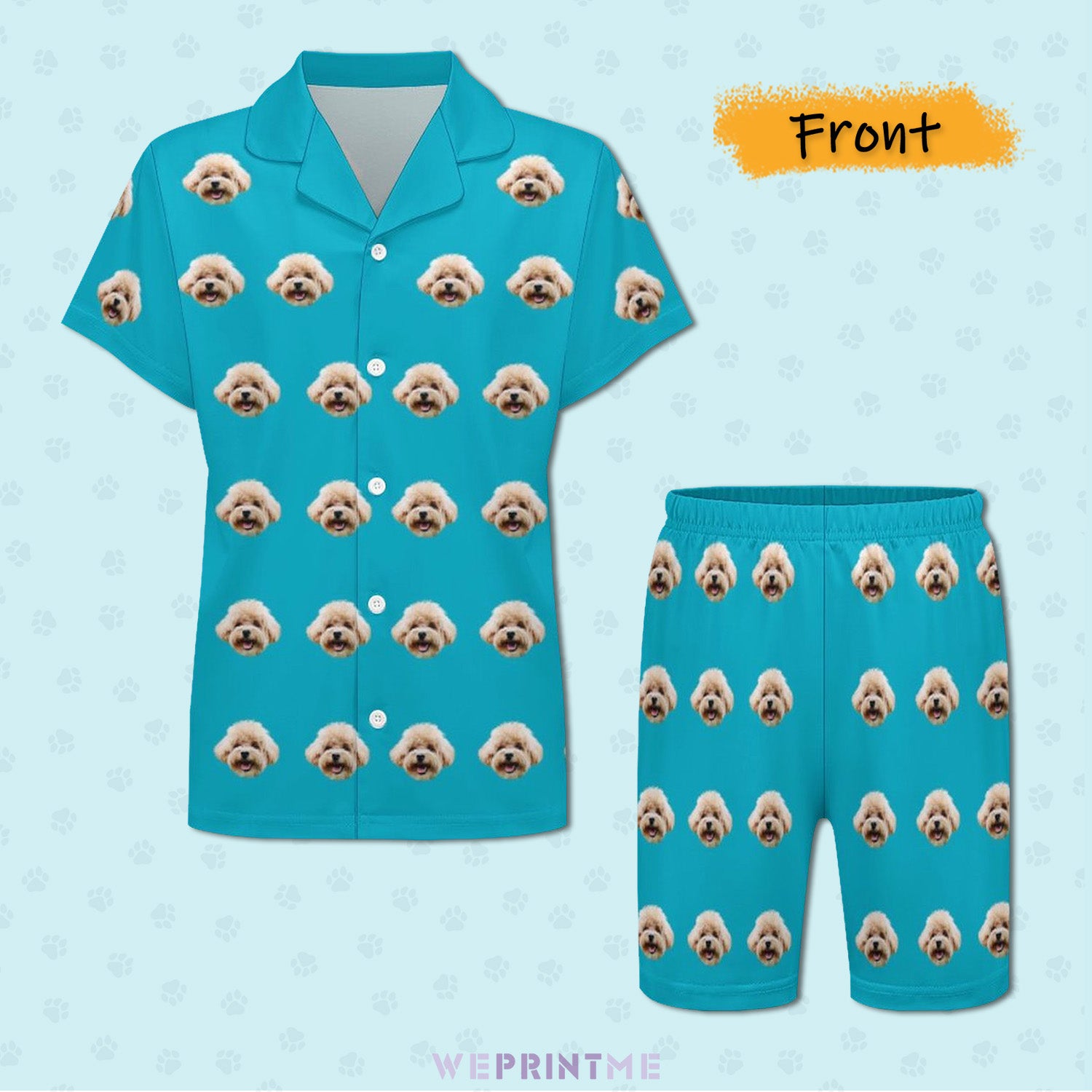 Custom Pet Face Kids Short Pajama Set-WEPRINTME-3