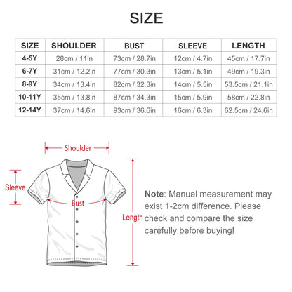 Custom Pet Face Kids Short Pajama Set-WEPRINTME-Shirts-Size Chart