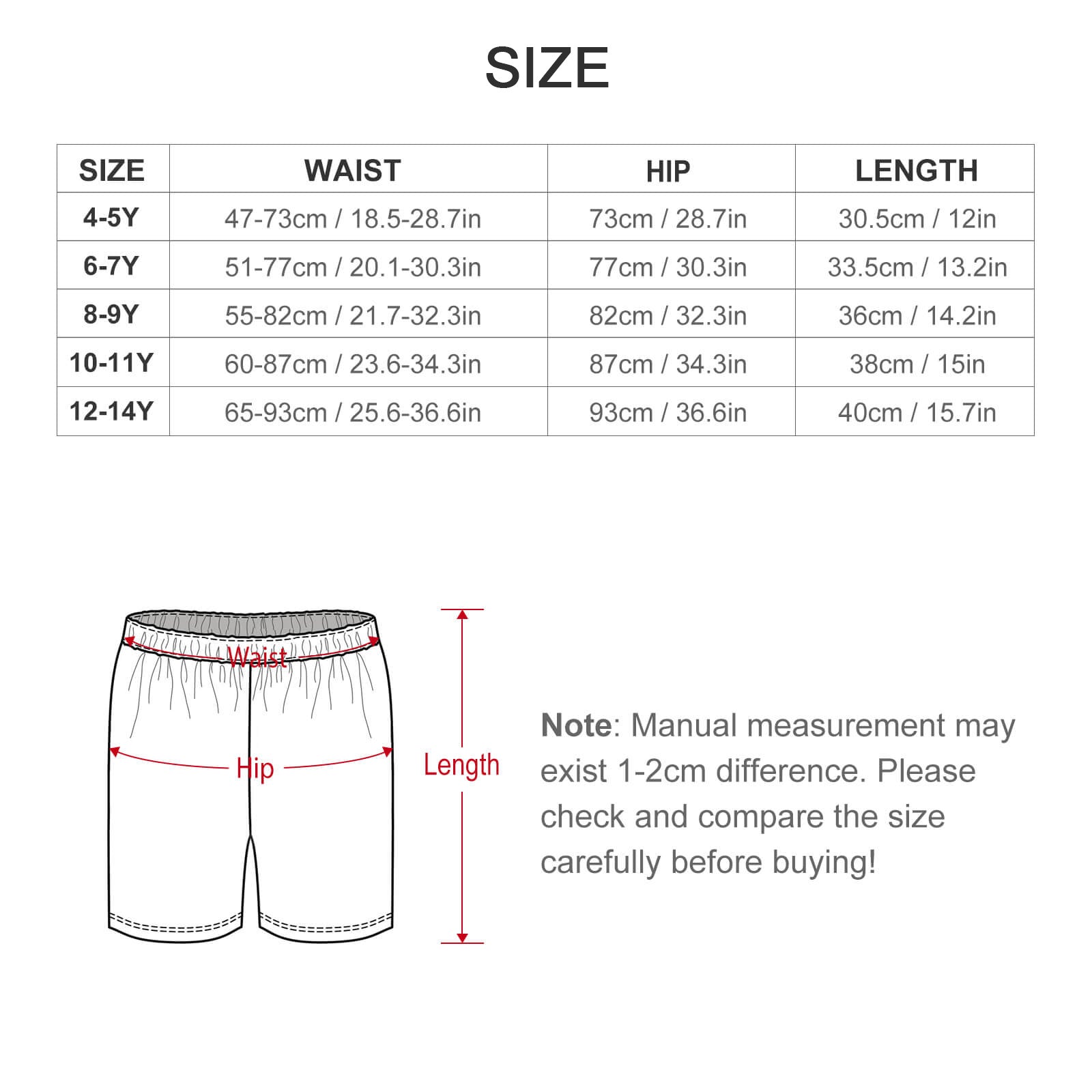Custom Pet Face Kids Short Pajama Set-WEPRINTME-Shorts-Size Chart