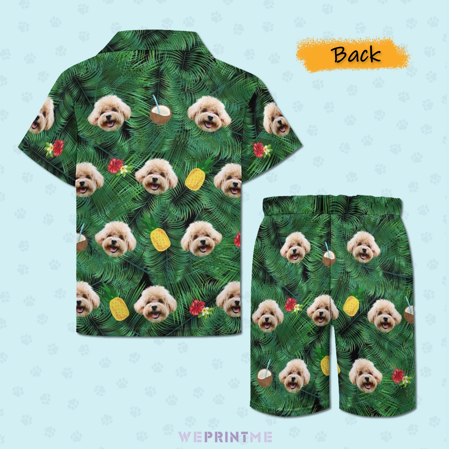 Custom Pet Face Kids Summer Short Set Matching Pet Shirts-WEPRINTME-4